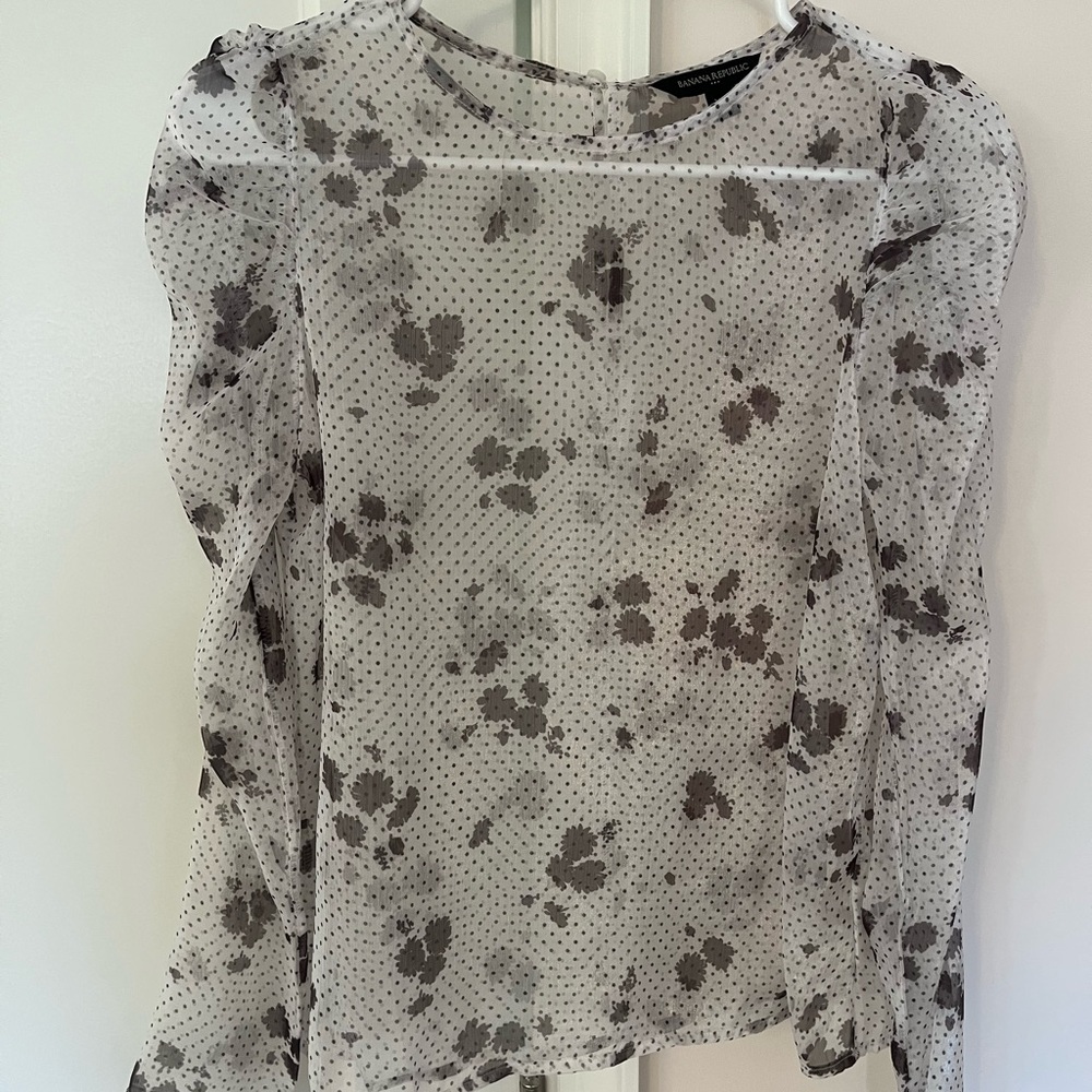 White Sheer Blouse with Puff Sleeves